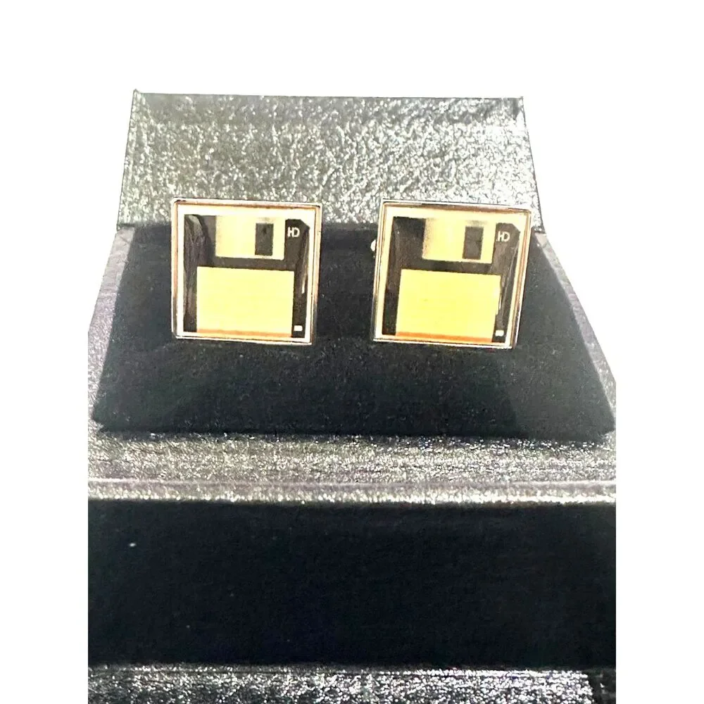 Floppy Disk Cufflinks – Silver-Tone